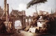 ZAIS, Giuseppe Ancient Ruins with a Great Arch and a Column oil on canvas